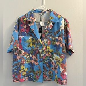 NWT Fashion Nova Colorful Floral Men's Button-Down Shirt Size L
